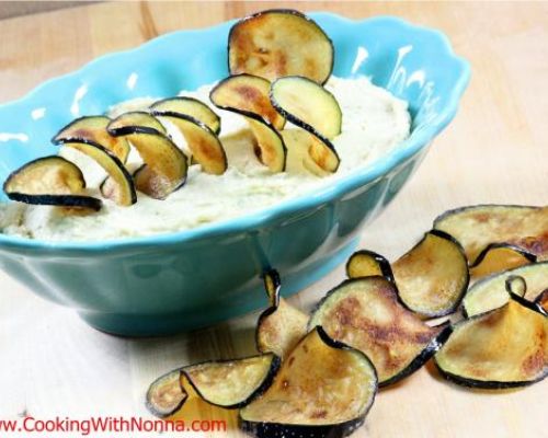 Cannellini Dip with Eggplant Chips
